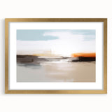 Abstract wall art featuring a modern design of intersecting gold strokes and lines, elegantly framed with a mat, ideal for enhancing contemporary home decor.