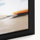 Close-up of a framed canvas artwork showcasing an abstract design with vibrant strokes and lines, perfect for modern home decor and wall art collection.