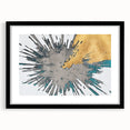 Abstract wall art design showcasing intricate strokes and lines, framed with a black mat, perfect for modern decor. Ideal for enhancing living spaces with a contemporary aesthetic.