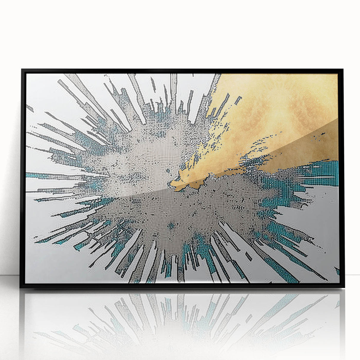 Framed abstract wall art featuring dynamic strokes and lines in black and white, perfect for modern decor, displayed from a front view against a neutral background.