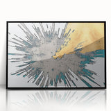 Framed abstract wall art featuring dynamic strokes and lines in black and white, perfect for modern decor, displayed from a front view against a neutral background.