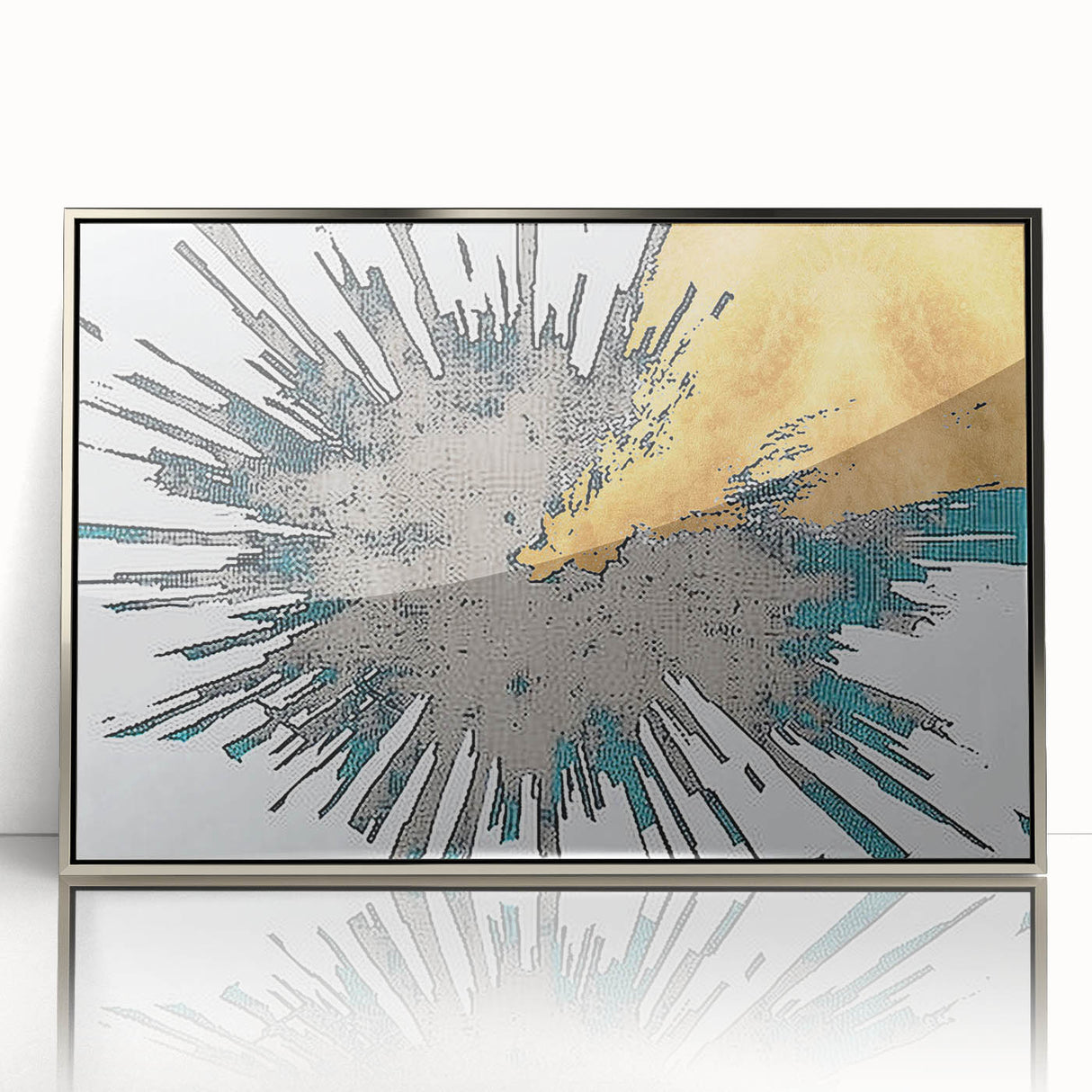 Framed acrylic wall art featuring an abstract design of colorful strokes and lines, showcasing a modern artistic expression, perfect for contemporary home decor.
