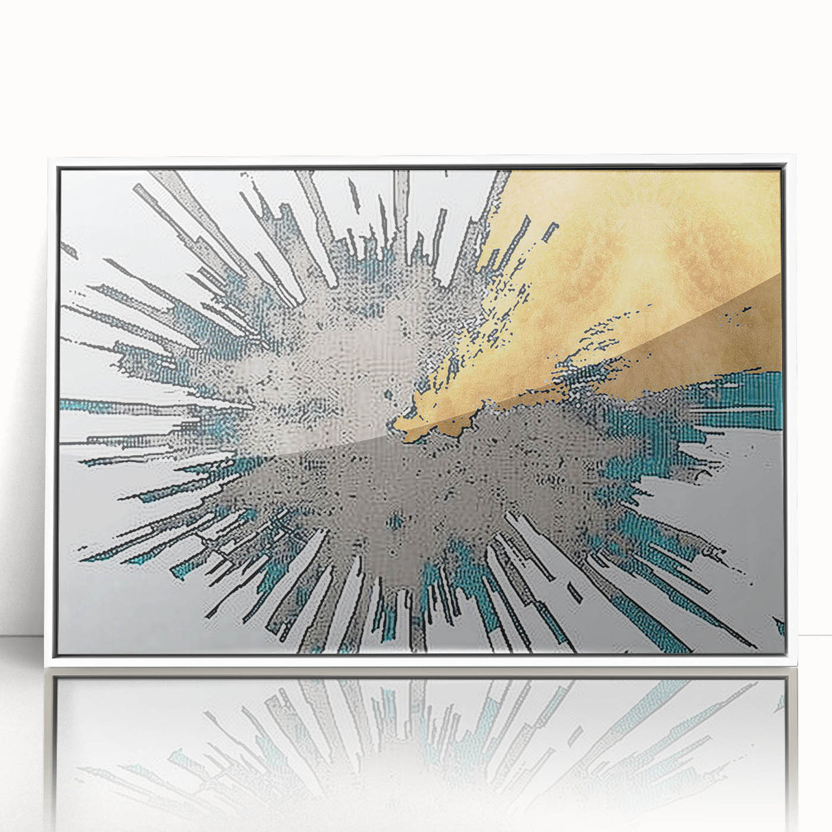 Framed abstract wall art featuring colorful strokes and lines in a modern design, set against a white background, ideal for contemporary home decor.