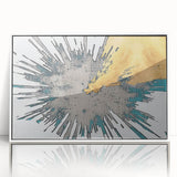 Framed abstract wall art featuring colorful strokes and lines in a modern design, set against a white background, ideal for contemporary home decor.