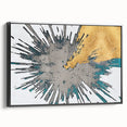Framed canvas wall art showcasing an abstract design with dynamic strokes and lines in black and white, viewed from the side, perfect for modern home decor.