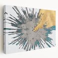 Stretched canvas wall art showcasing an abstract design with vibrant strokes and lines, perfect for modern decor. The side view highlights the textured finish and depth, ideal for enhancing any living space.
