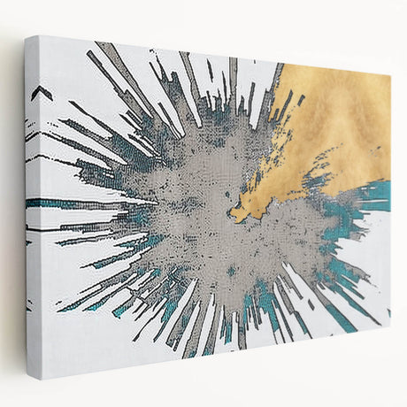 Stretched canvas wall art showcasing an abstract design with vibrant strokes and lines, perfect for modern decor. The side view highlights the textured finish and depth, ideal for enhancing any living space.