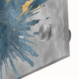 Close-up of an abstract wall art design showcasing colorful strokes and lines on acrylic glass, emphasizing vibrant hues and modern artistic flair.