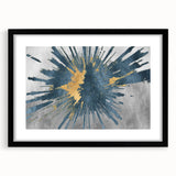 Abstract wall art featuring a striking design of colorful strokes and lines, framed with a black mat, perfect for modern home decor or office aesthetic.