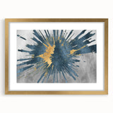 Abstract wall art featuring gold strokes and lines in a modern design, framed with a mat for an elegant presentation, perfect for contemporary decor.