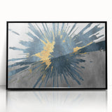 Framed acrylic wall art showcasing an abstract design of colorful strokes and lines, featuring a sleek black frame, perfect for modern decor.