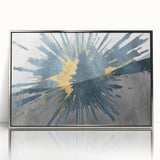 Framed abstract wall art featuring dynamic strokes and lines in silver and gray hues, enhancing modern decor with a sleek, contemporary look. Ideal for stylish interiors.