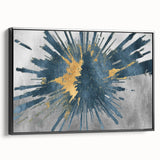 Framed canvas wall art showcasing an abstract design of colorful strokes and lines, featuring a sleek black frame, perfect for modern home decor.