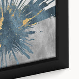 Close-up of an abstract wall art piece showcasing vibrant strokes and lines in a modern design, framed in a sleek black frame, perfect for contemporary decor.