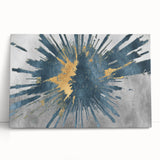 Abstract strokes and lines in vibrant colors create a modern wall art piece, displayed on a stretched canvas, adding a contemporary touch to any room decor.