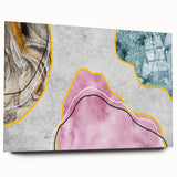 Abstract wall art featuring vibrant strokes and lines in a modern design, displayed in acrylic glass, showcasing a side view without pins, ideal for contemporary decor.