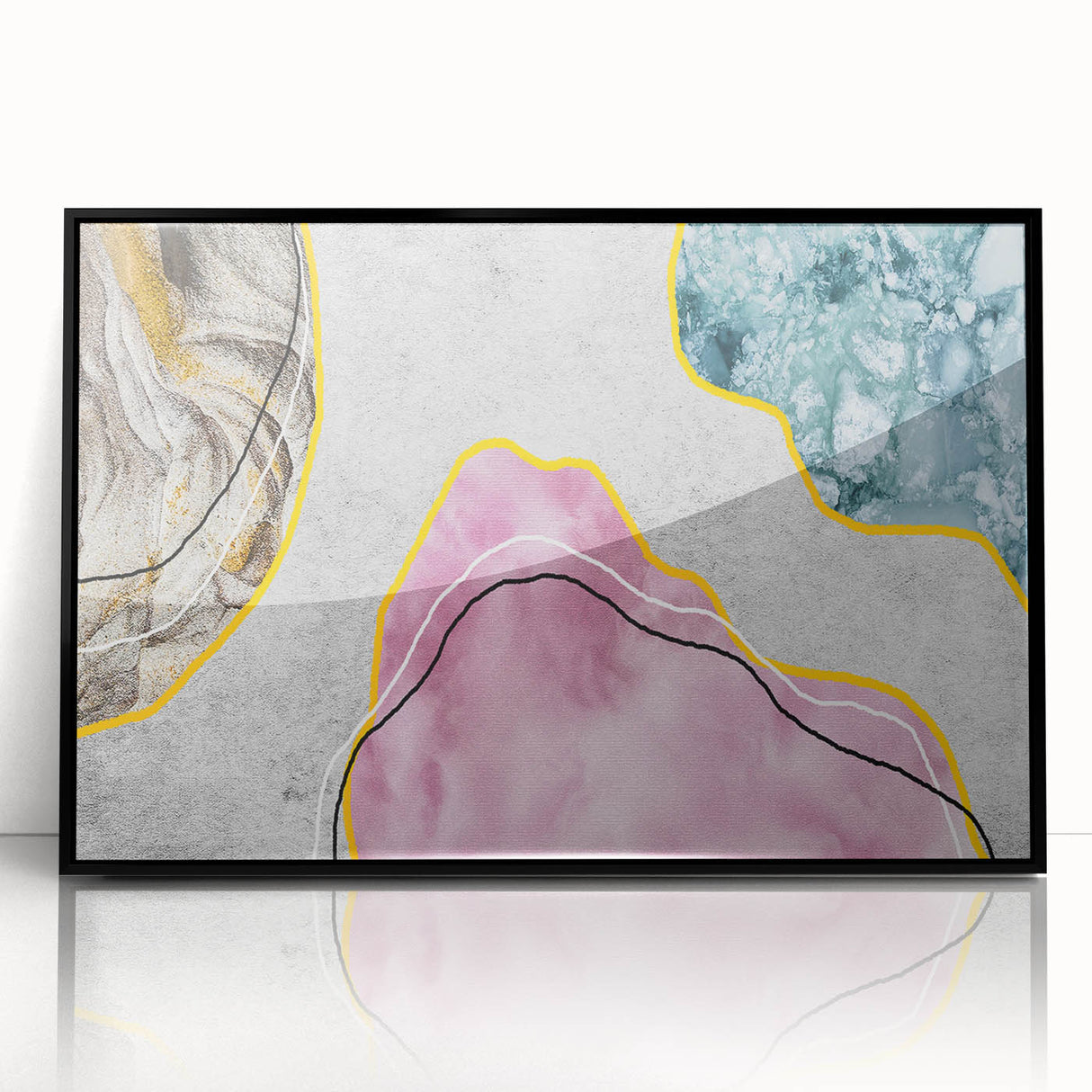Framed abstract wall art featuring dynamic strokes and lines in black and white, perfect for modern decor. This piece adds a contemporary touch to any living space.