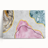 Abstract wall art featuring dynamic strokes and lines in vibrant colors, elegantly displayed on a stretched canvas, perfect for contemporary decor.