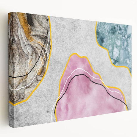 Abstract strokes and lines design on stretched canvas wall art, showcasing vibrant colors and fluid patterns in a modern artistic composition, perfect for contemporary decor.