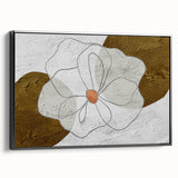 Framed canvas wall art showcasing an abstract design of strokes and lines in black and white, highlighting modern decor aesthetics with a sleek side view.