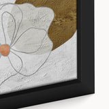 Close-up of a framed canvas wall art piece showcasing an abstract design with colorful strokes and lines, perfect for modern home decor or office aesthetics.