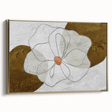 Framed canvas art showcasing an abstract design with gold strokes and lines, perfect for modern home decor. Ideal for enhancing living spaces with elegance.