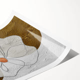 Abstract wall art design featuring vibrant strokes and lines in shades of blue, orange, and yellow, perfect for modern home decor. Ideal for adding a pop of color to any space.