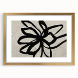 Abstract wall art design featuring vibrant strokes and lines in a gold frame with mat, showcasing a modern aesthetic suitable for contemporary decor.