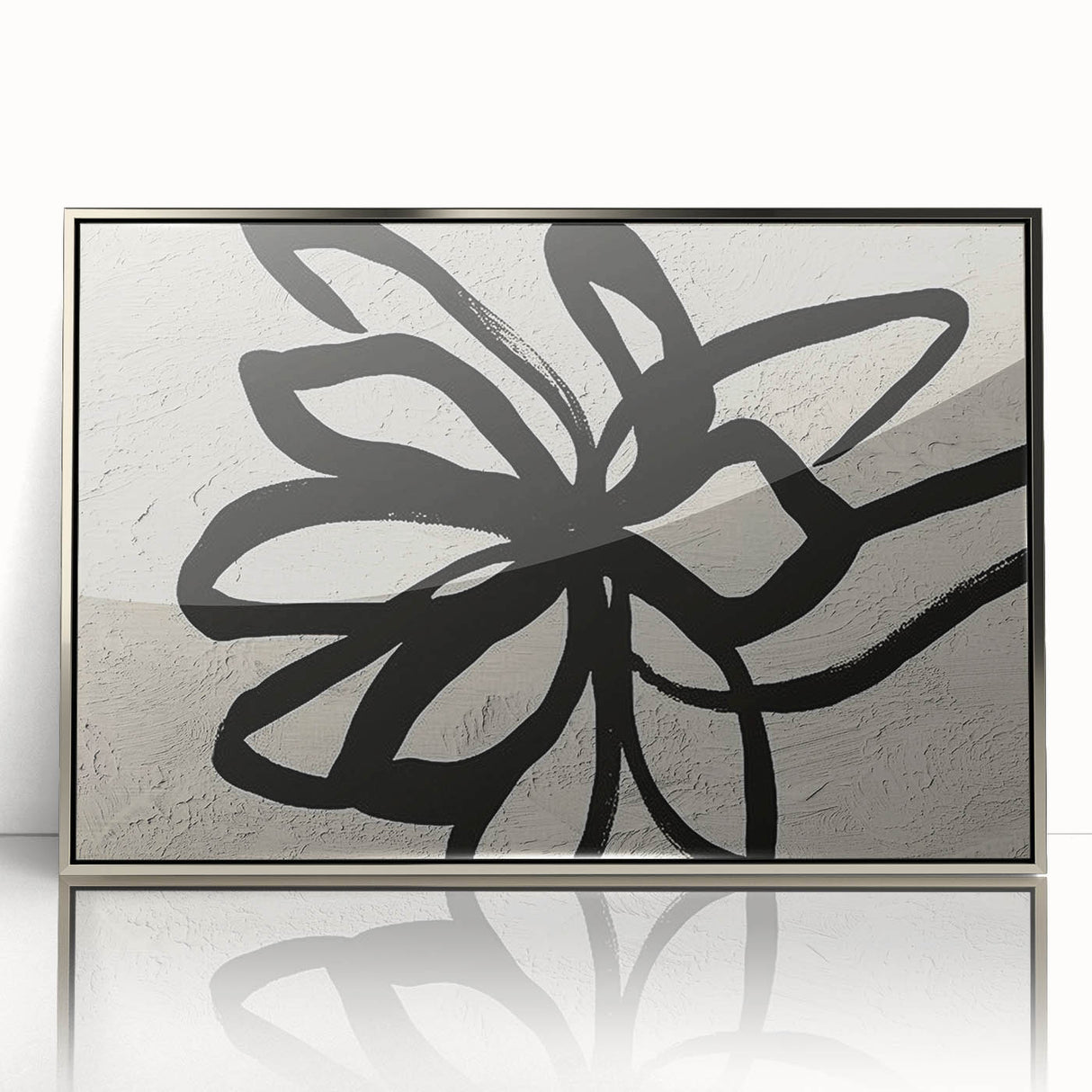 Framed wall art featuring an abstract design of colorful strokes and lines, set in a sleek silver frame, ideal for modern home decor. The vibrant colors and dynamic patterns create an eye-catching focal point for any room.