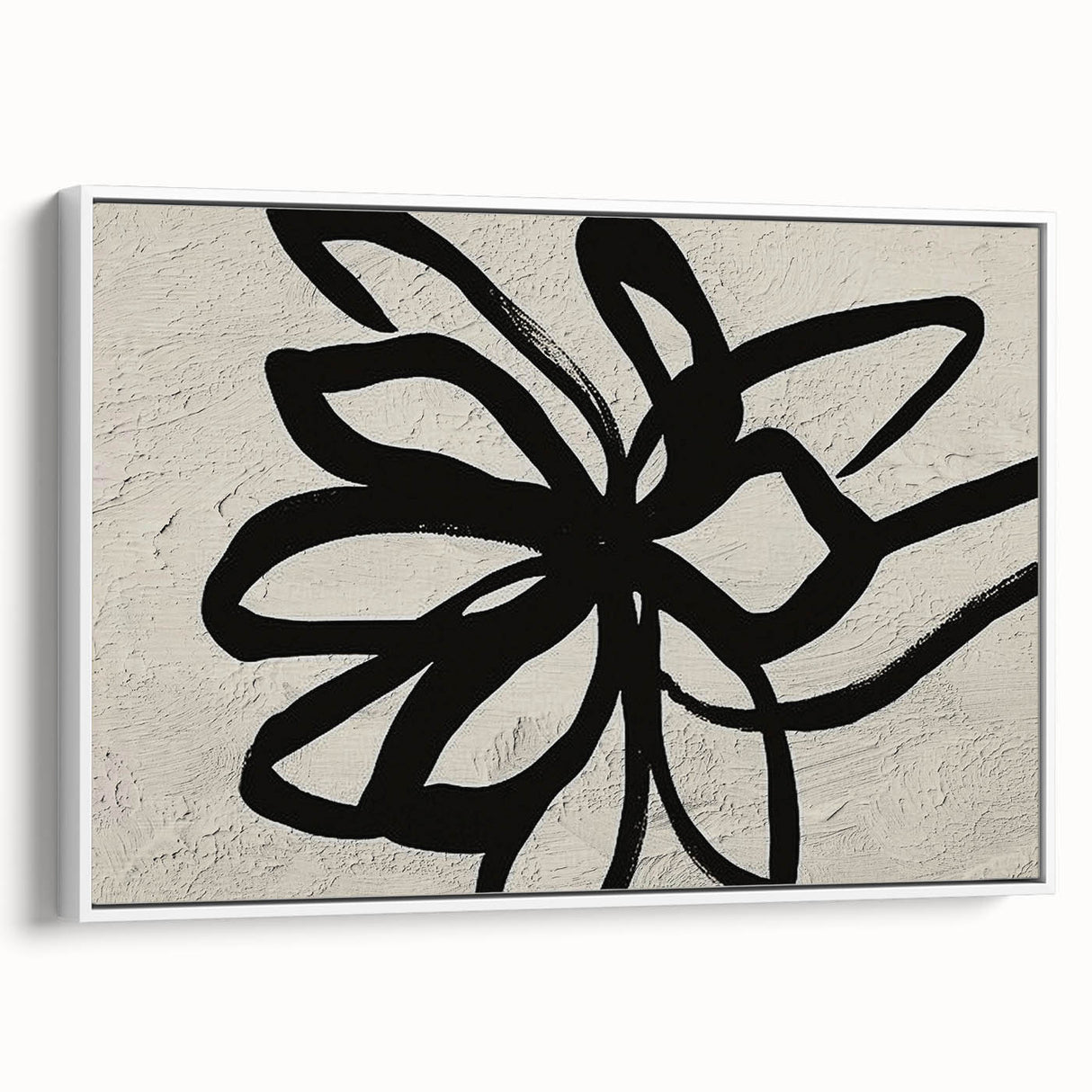 Framed wall art showcasing an abstract design with colorful strokes and lines on a white background, highlighting modern aesthetics in decor. Ideal for contemporary interior styling.
