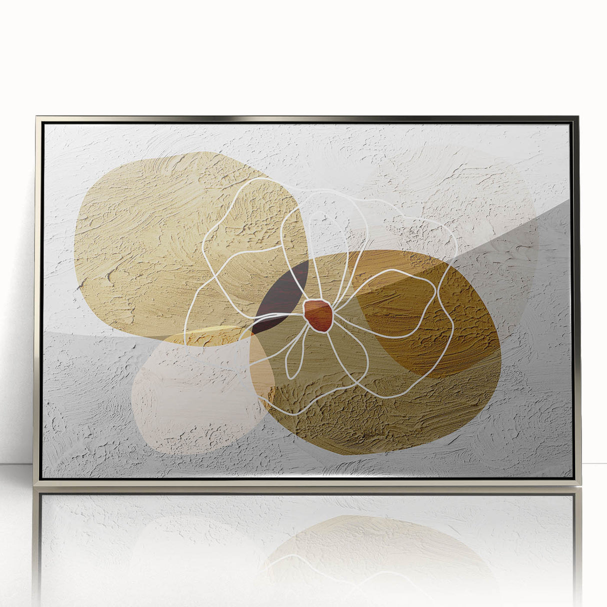 Framed wall art featuring abstract strokes and lines in silver, showcasing a modern design that adds elegance to any space, perfect for contemporary decor lovers.
