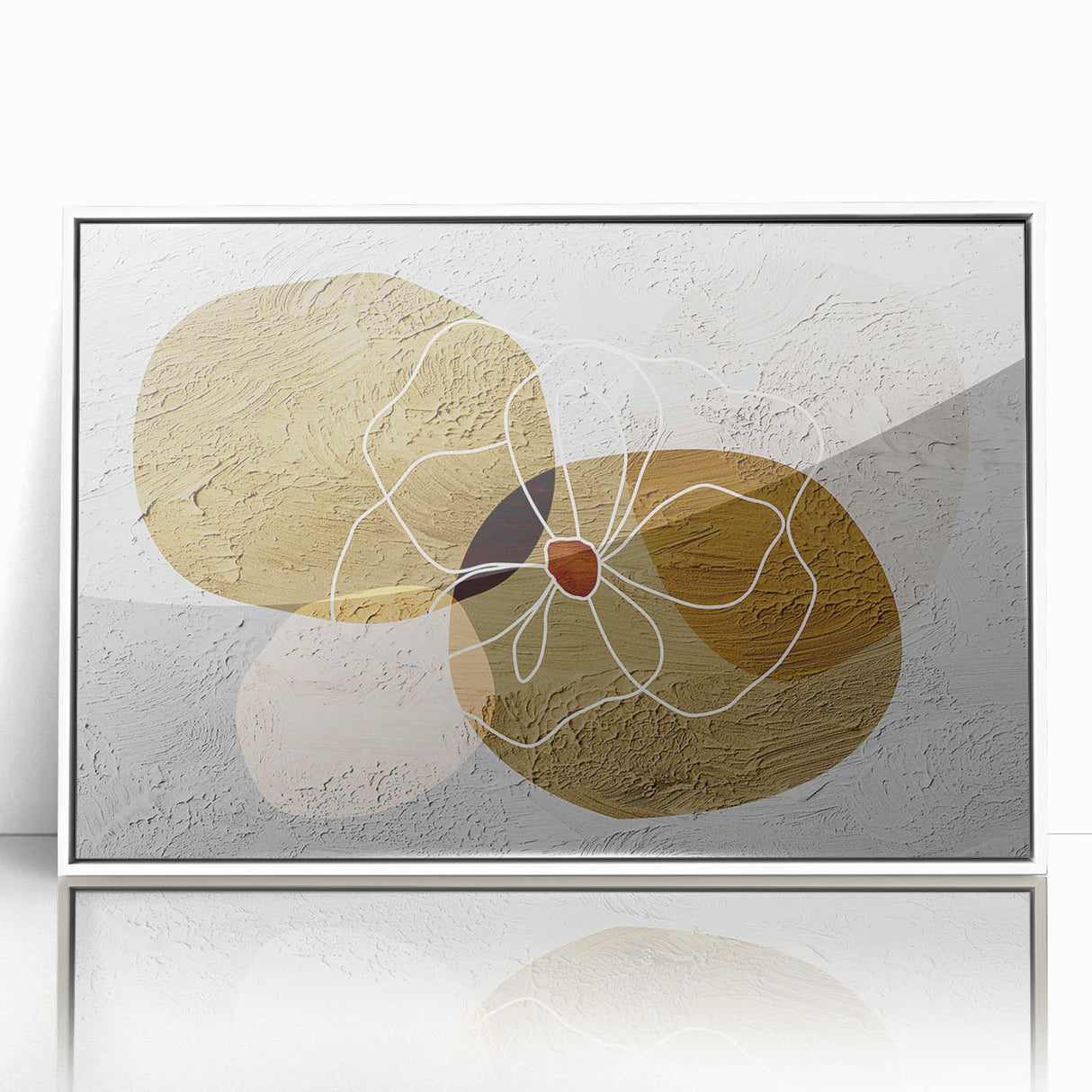 Framed acrylic wall art showcasing an abstract design with colorful strokes and lines in a modern setting, adding a vibrant touch to contemporary decor.