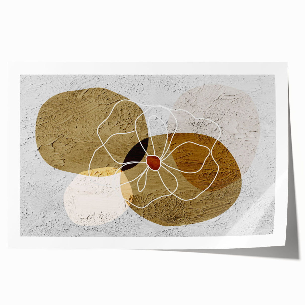 Abstract strokes and lines design in vibrant colors showcased in a rolled wall art print, ideal for modern decor, highlighting artistic expression and creativity.