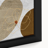 Framed canvas wall art displaying an abstract design of colorful strokes and lines, featuring vibrant hues of blue, orange, and yellow, perfect for modern decor.