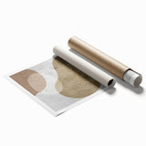 Abstract wall art print featuring vibrant strokes and lines in blue, orange, and yellow, showcasing a modern design ideal for contemporary decor. Perfect for adding a splash of color to living spaces or offices, this rolled artwork is versatile and stylish.