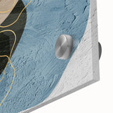 Abstract strokes and lines in vibrant colors on acrylic glass, showcasing a modern wall art design perfect for contemporary decor. Close-up highlights unique textures and artistic details.