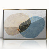Framed wall art featuring an abstract design with gold acrylic strokes and lines, showcasing a modern aesthetic for contemporary home decor. Ideal for enhancing living room or office spaces.