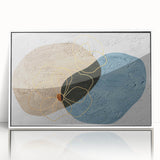 Framed acrylic wall art featuring an abstract design of colorful strokes and lines in a contemporary style, set against a white background, perfect for modern decor.