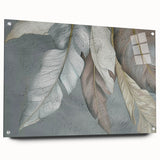 Abstract wall art design featuring colorful strokes and lines in an acrylic glass frame, showcasing a modern aesthetic with pins for easy hanging.