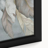 Close-up of a framed canvas wall art piece featuring an abstract design of colorful strokes and lines, ideal for modern home decor. The vibrant hues enhance any space.