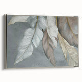 Framed canvas wall art showcasing an abstract design with vibrant strokes and lines in silver tones, perfect for modern home decor. The artwork adds a contemporary touch to any room setting and enhances artistic appeal.