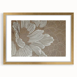 Abstract strokes and lines in a modern wall art design featuring gold accents, framed with a mat, showcasing an elegant front view suitable for contemporary decor.