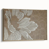 Framed canvas wall art showcasing an abstract design with gold strokes and lines, elegantly displayed from a side view, perfect for modern decor.