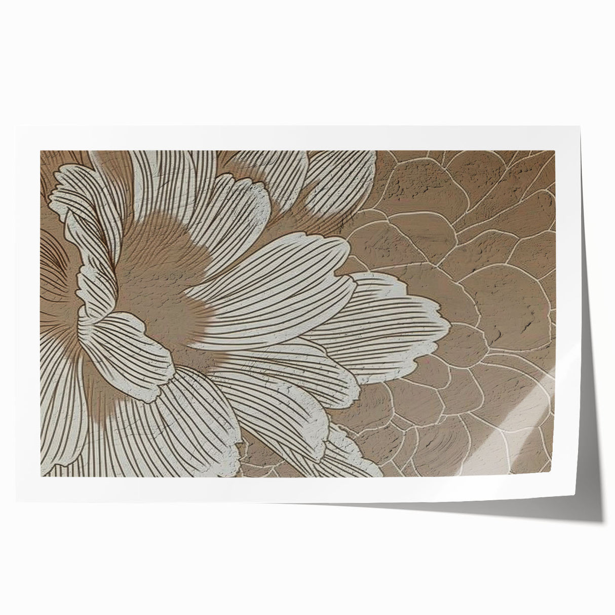 Abstract wall art print showcasing vibrant strokes and lines in warm colors, rolled and ready for display, perfect for modern home decor or art enthusiasts.