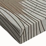 Close-up of a modern abstract canvas wall art featuring vibrant strokes and lines in shades of blue, orange, and yellow, perfect for contemporary home decor.