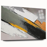 Abstract wall art featuring vibrant strokes and lines in a contemporary design, displayed in a sleek acrylic frame, showcasing a modern aesthetic for home decor.