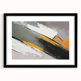 Abstract wall art featuring a collection of colorful strokes and lines, framed with a black mat, ideal for modern home decor and artistic interior design.
