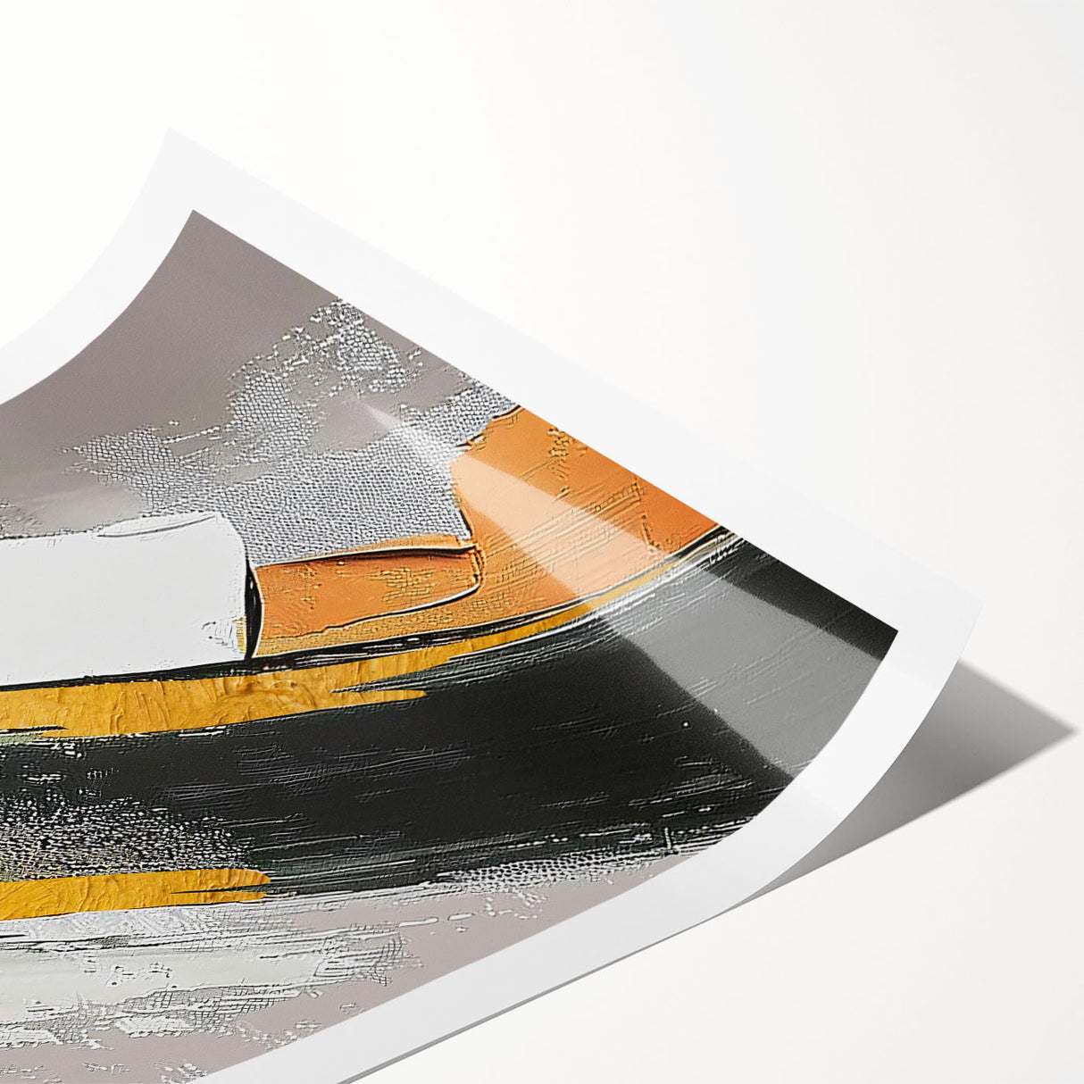 Abstract wall art print showcasing vibrant strokes and lines in bold colors, ideal for modern home decor. The rolled canvas is packaged securely for easy display.