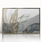 Framed abstract wall art featuring gold strokes and lines on a sleek acrylic background, ideal for modern home decor and interior design enhancement.