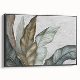 Framed canvas wall art showcasing an abstract design of colorful strokes and lines, featuring a sleek black frame, viewed from the side, ideal for modern decor.